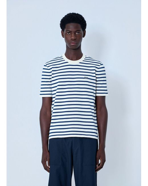 Prada Blue Striped Crewneck T-Shirt for men