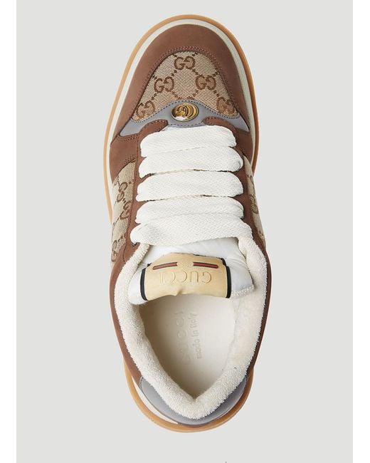 Gucci Brown Double Screener Woven And Suede Low-top Trainers for men
