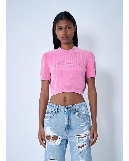 Alexander Wang Red Logo Motif Knitted Top
