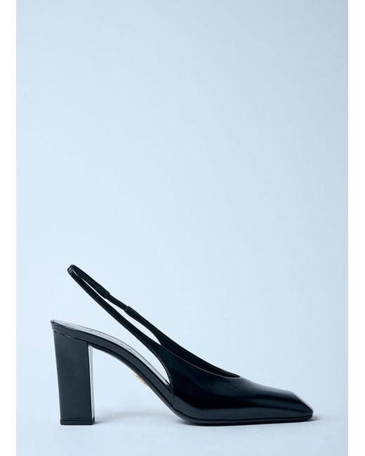 Prada Blue Decolette Leather Heels