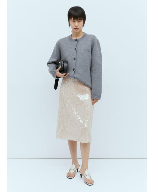 Gucci White Sequin-embroidered Tulle Skirt