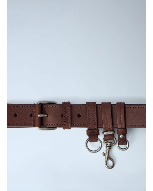 Miu Miu White Tobacco Leather Belt for men