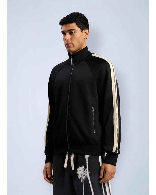 Palm Angels Black Performance Zip-Up Track Jacket for men