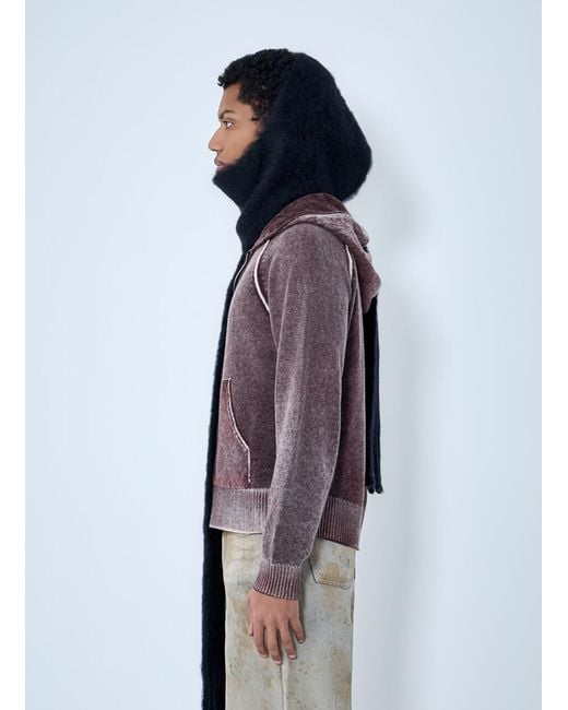Acne Blue Fringed Wool Scarf for men