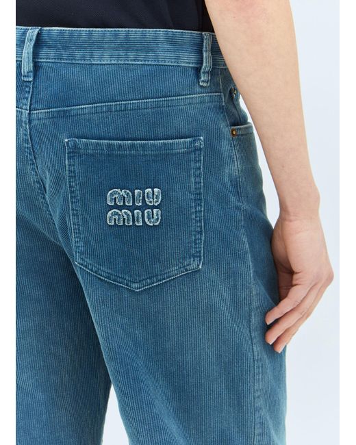 Miu Miu Blue Corduroy Pants