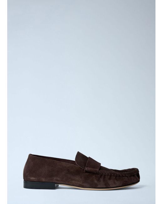 The Row White Suede Soft Loafers