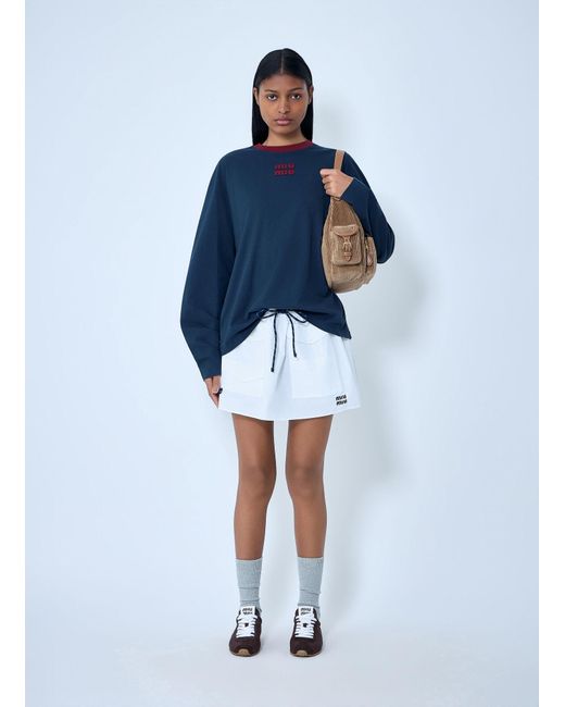 Miu Miu Blue Drawstring Pocket Mini Skirt