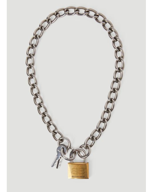 Balenciaga Metallic Locker-pendant Chain Necklace