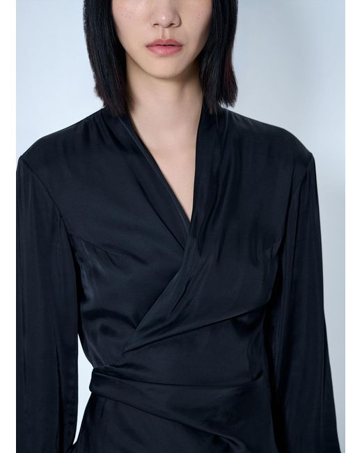 Rick Owens Blue Laura Satin Wrap Top