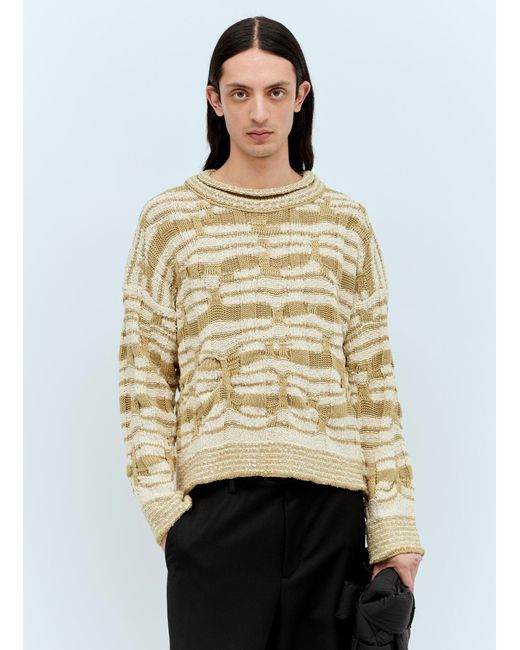 Bottega Veneta Natural Distorted Stripe Knit Sweater for men