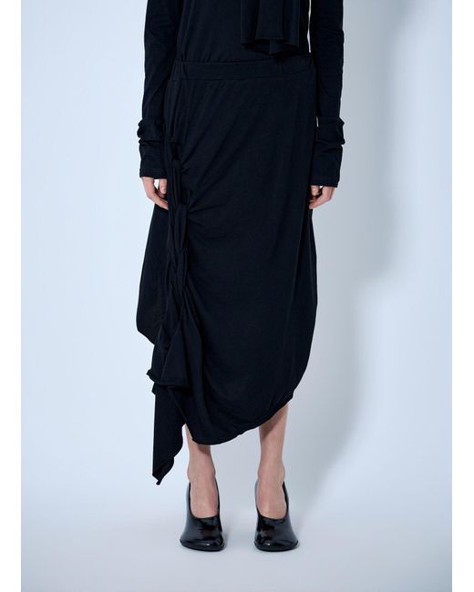 Yohji Yamamoto Blue High Twisted French Terry Braided Skirt