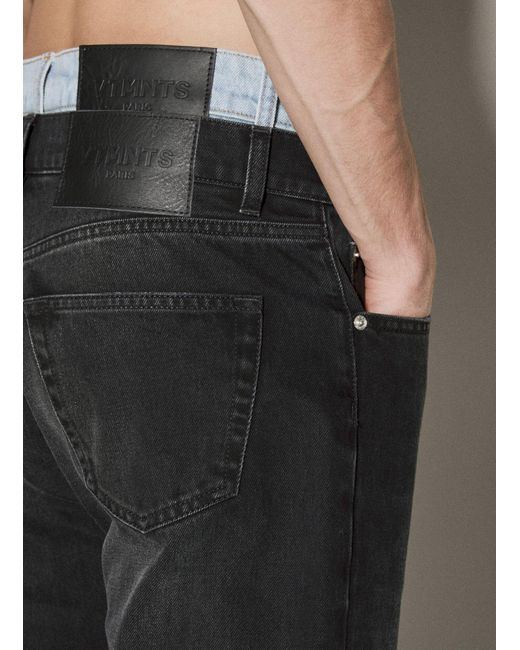 VTMNTS Black Double Waist Jeans for men