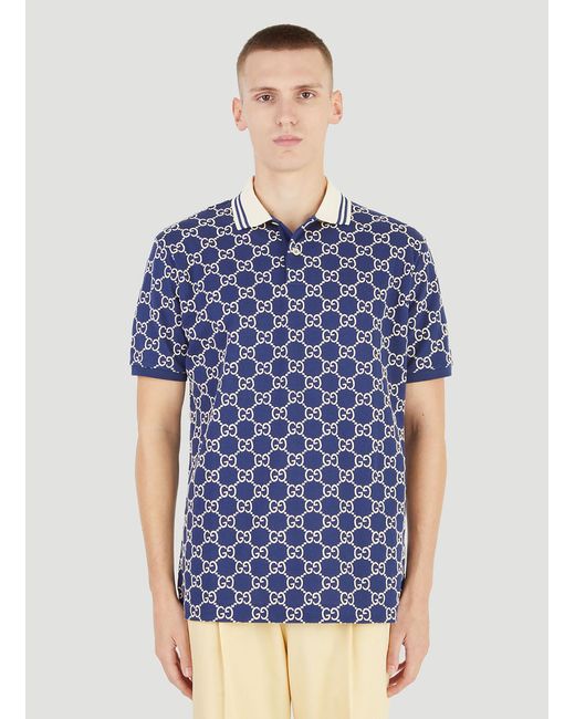 Gucci Blue Gg Supreme Polo Shirt for men