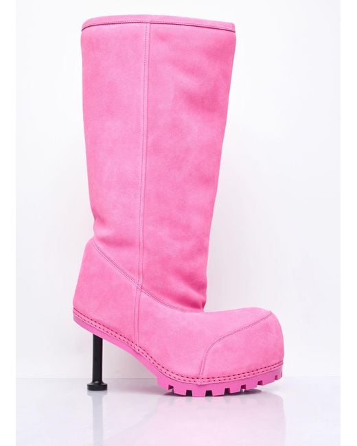 Balenciaga Pink Alaska Faux-Fur Heeled Boots