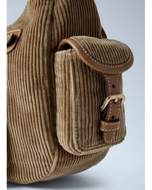 Miu Miu Blue Corduroy Pocket Shoulder Bag