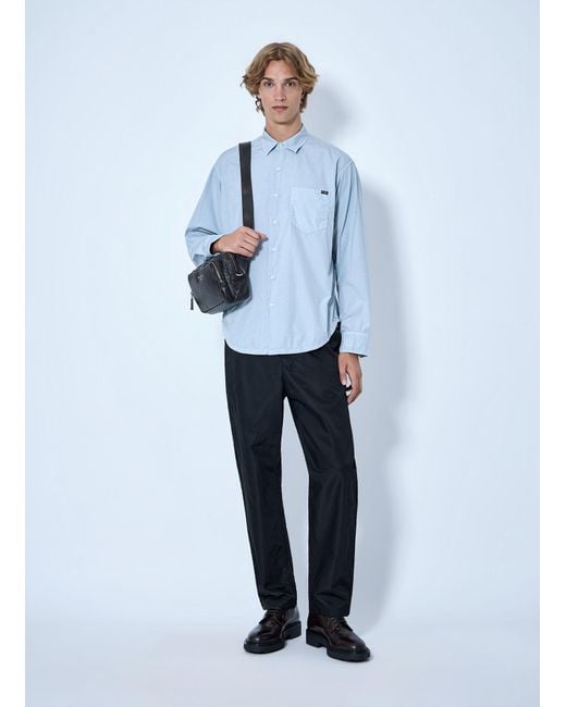Prada Blue Cotton Poplin Shirt for men
