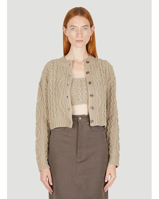 ROKH Wool Cable Knit Cardigan Set in Beige (Natural) Lyst