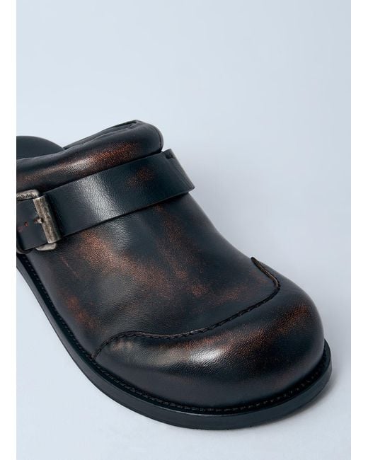 Acne Black Leather Buckle Mules