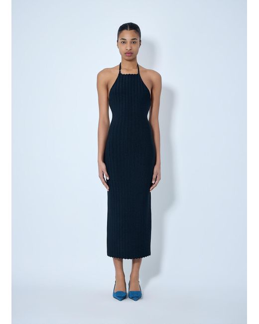 Jacquemus Blue Halterneck Ribbed Knit Dress