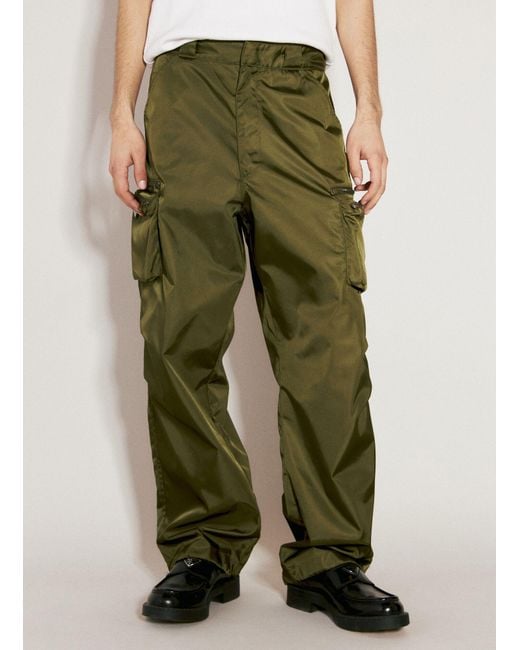 Prada Green Wide-Leg Cargo Trousers for men