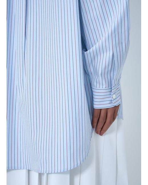 Prada Blue Half-Zip Pinstripe Shirt