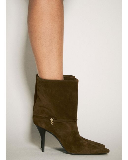 Saint Laurent Green Ricky Suede Boots