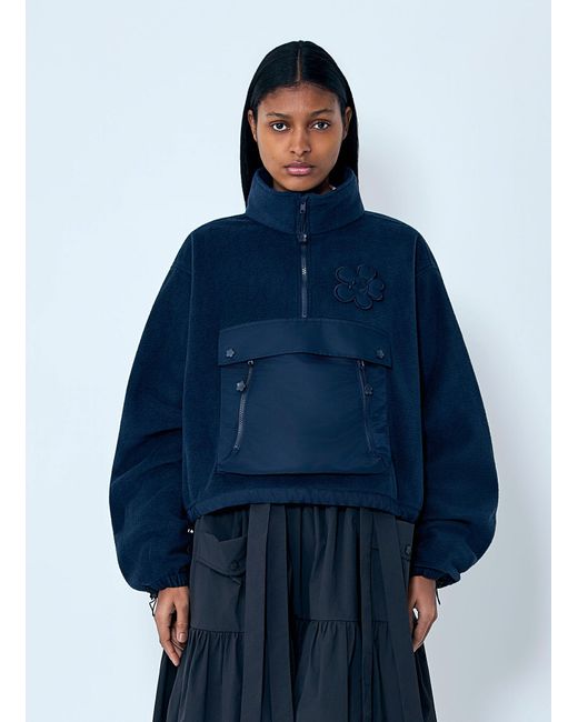 CECILIE BAHNSEN Blue High-Neck Fleece Pullover