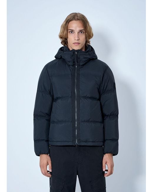 Stone Island Blue Padded Hooded Jacket for men