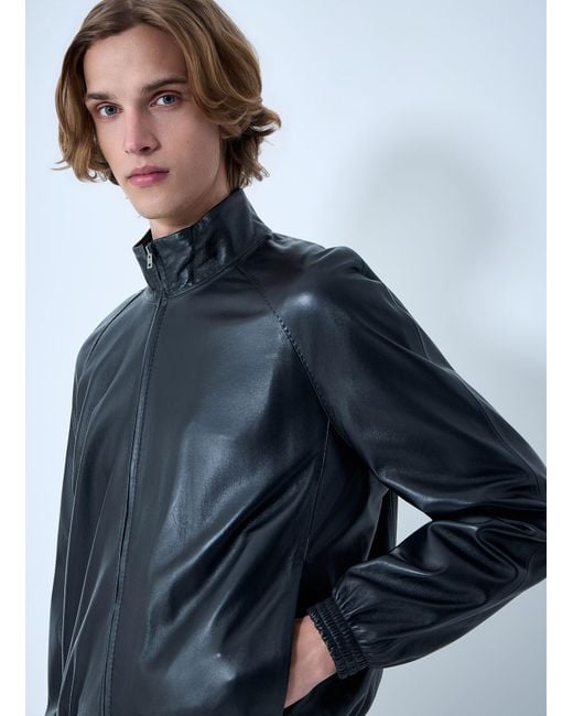 Acne Blue Leather Jacket for men