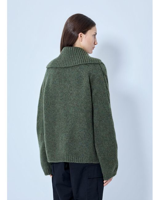 Moncler Green Zipped Knit Sweater