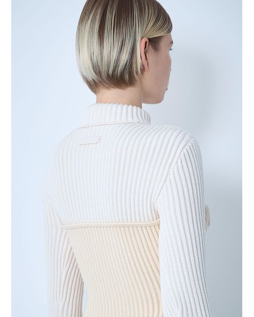 Jean Paul Gaultier White Ribbed Wool Sweater