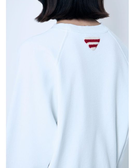Prada White Logo Print Sweatshirt
