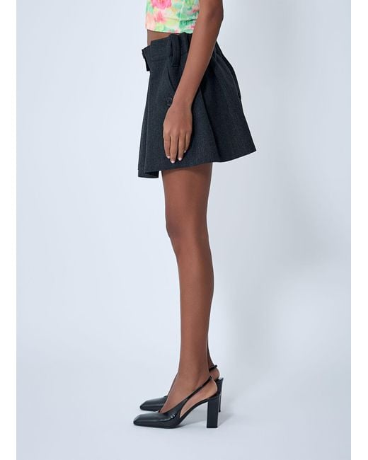 Prada Blue Chevron Wool Mini Skirt
