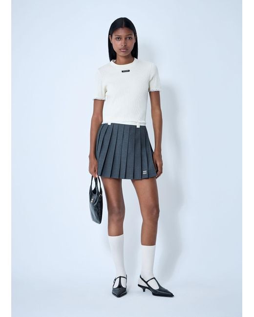 Miu Miu White Logo Motif T-Shirt