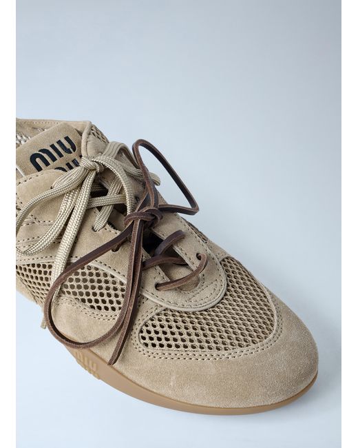 Miu Miu White Rope And Suede Sneakers