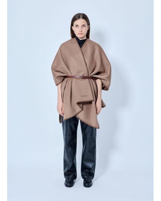 Max Mara Blue Belted Wool Wrap