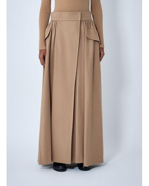 Max Mara Brown Pleated Maxi Skirt