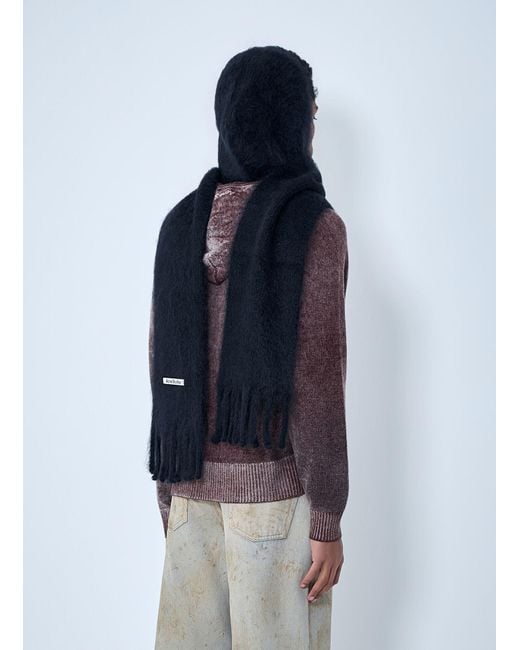 Acne Blue Fringed Wool Scarf for men