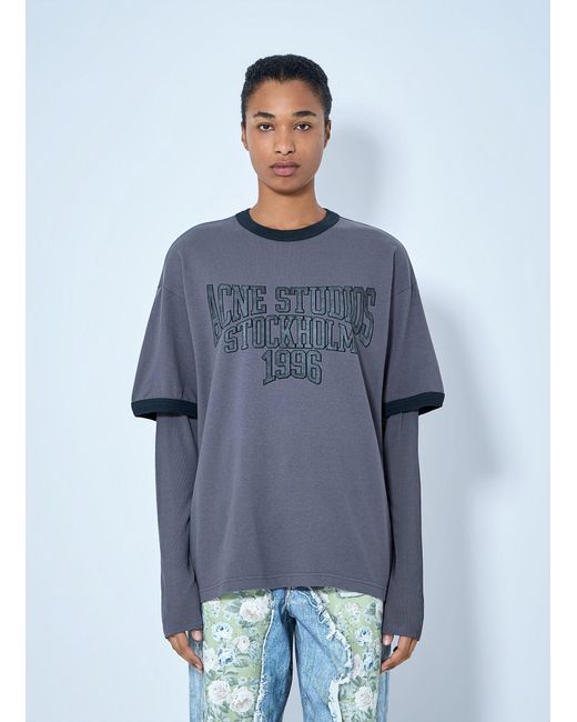 Acne Blue Layered Graphic T-Shirt