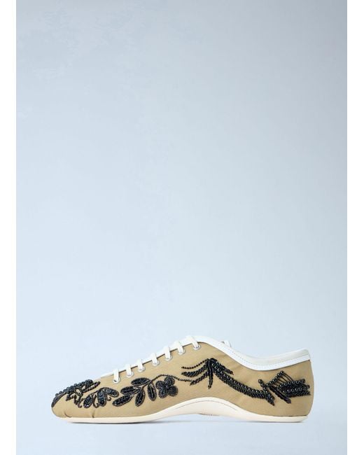 Dries Van Noten Green Embroidered Lace-up Sneakers