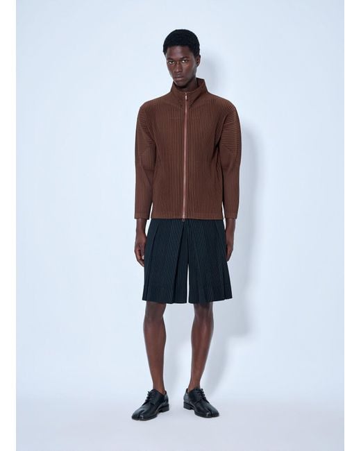 Homme Plissé Issey Miyake Red Pleated Zip-Up Jacket for men