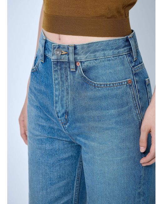 Saint Laurent Blue Flared High-Waisted Five-Pocket Jeans