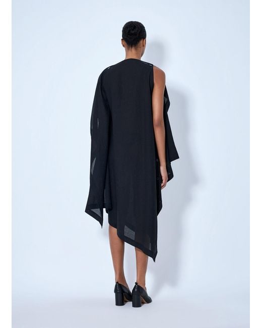 Issey Miyake Blue All Squares Asymmetric Draped Midi Dress