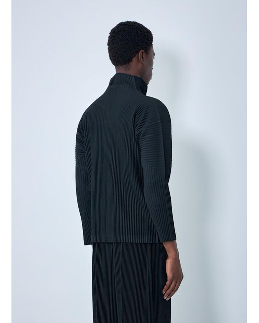 Homme Plissé Issey Miyake Blue Pleated Zip-Up Jacket for men
