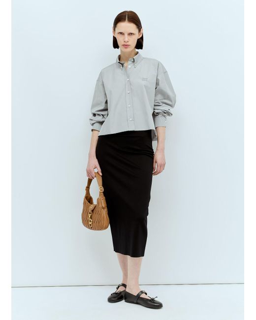 Miu Miu Gray Logo Embroidery Poplin Shirt