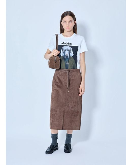 Max Mara Brown Suede Midi Skirt