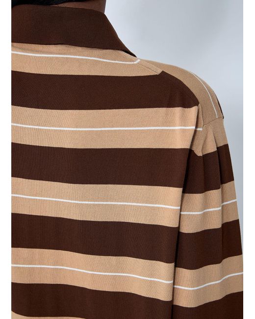 Miu Miu Brown Striped Cotton Polo Shirt