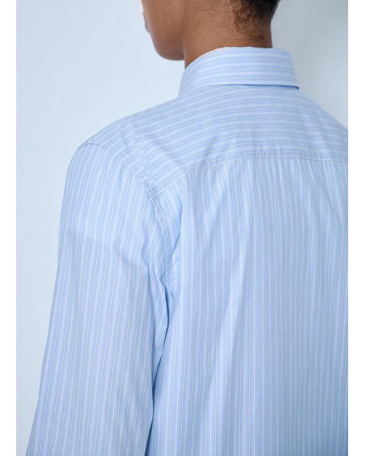 Saint Laurent Blue Striped Cotton Poplin Shirt