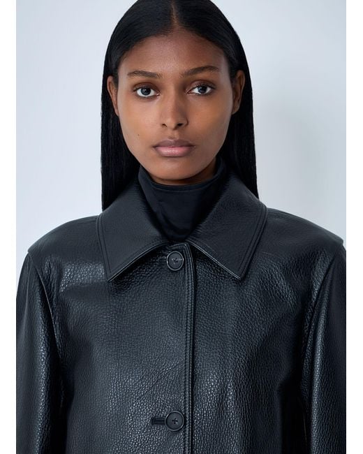 Totême Blue Grained Leather Jacket