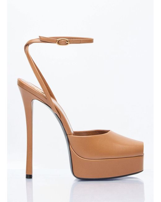 Saint Laurent White La Scandale Platform Sandals